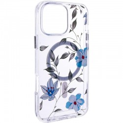 TPU+PC чохол Clear Garden with MagSafe для Apple iPhone 16 Pro Max (6.9")  Blue Blossom - 00000080894_1