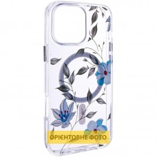 TPU+PC чохол Clear Garden with MagSafe для Apple iPhone 16e (6.1")  Blue Blossom - 00000080895_1
