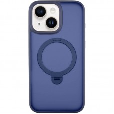 TPU+PC чохол Metal Buttons with MagSafe Colorful HQ Ring для Apple iPhone 14 / 13 (6.1")  Dark Blue - 00000071494_2
