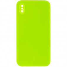 Чохол Silicone Case Square Full Camera Protective (AA) NOLOGO для Apple iPhone XS Max (6.5")  Салатовий / Neon green - 00000072152_20