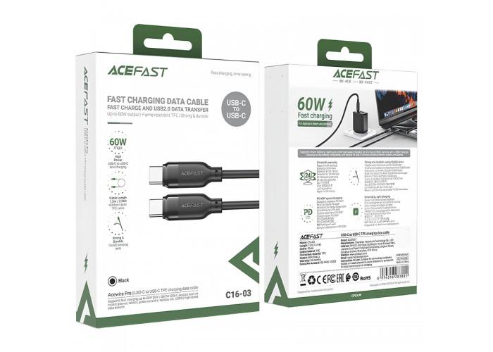 Дата кабель Acefast C16-03 Type-C to Type-C 60W (1.2m)