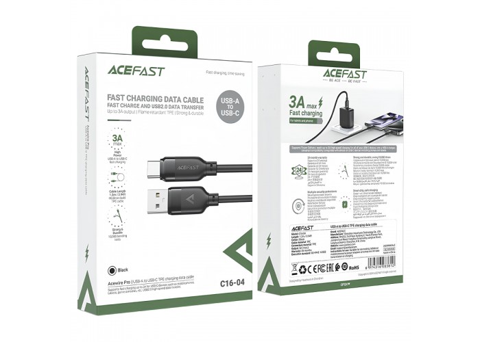 Дата кабель Acefast C16-04 USB to Type-C 3A (1.2m)