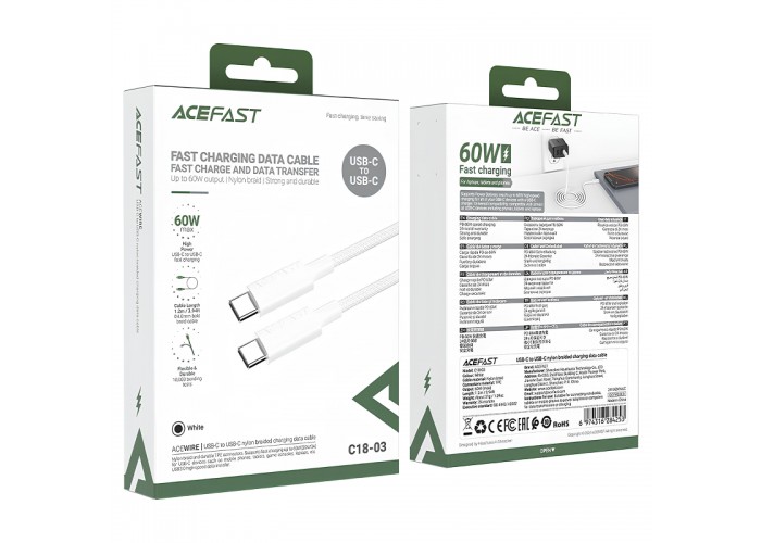 Дата кабель Acefast C18-03 Type-C to Type-C 60W (1.2m)