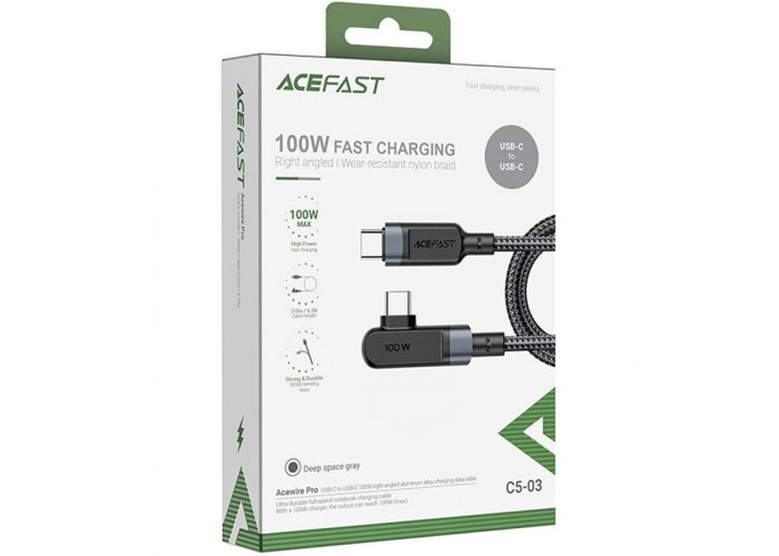 Дата кабель Acefast C5-03 USB-C to USB-C 100W right angled aluminum alloy (2m)