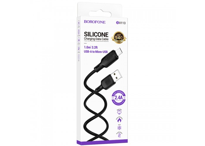 Дата кабель Borofone BX113 Lenny USB to MicroUSB 2.4A (1m)