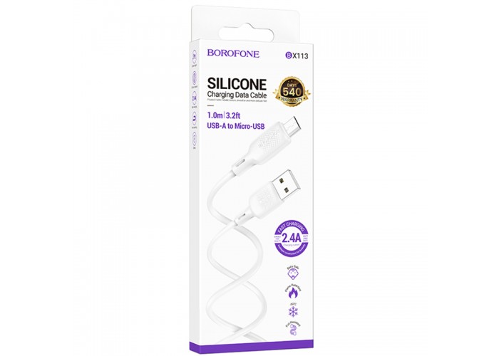 Дата кабель Borofone BX113 Lenny USB to MicroUSB 2.4A (1m)