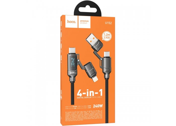 Дата кабель Hoco U152 Fortune 4in1 Type-C to Lightning/Type-C to USB 240W (1.2m)