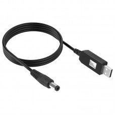 Кабель живлення для роутера/модема USB-DC (2.1x5.5mm) з перетворювачем до 12V in box (1m)  Black - 00000072276_1
