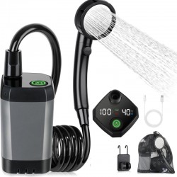 Портативний душ Spopal Pro Water Temp and Battery Level Indicator 6000mAh + bucket 20L (USB-C)  Black - 00000086569_1