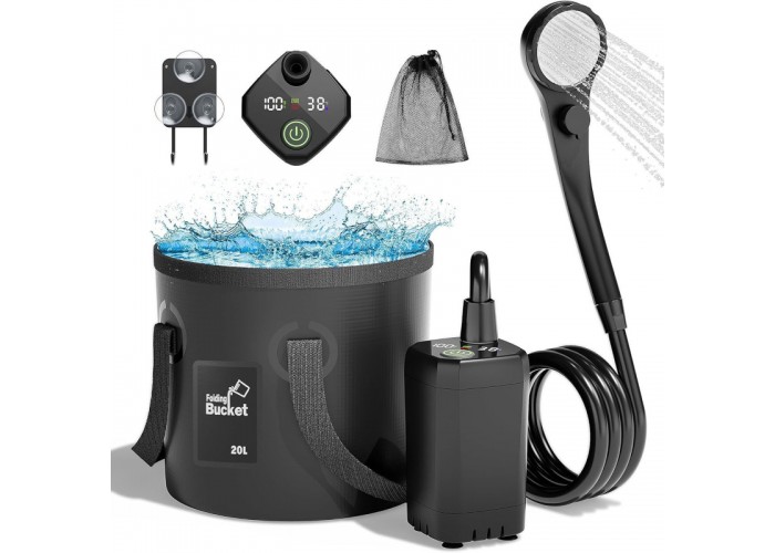 Портативний душ Spopal Pro Water Temp and Battery Level Indicator 6000mAh + bucket 20L (USB-C)