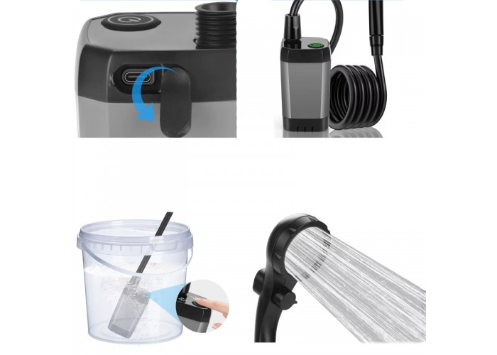Портативний душ Spopal Pro Water Temp and Battery Level Indicator 6000mAh + bucket 20L (USB-C)