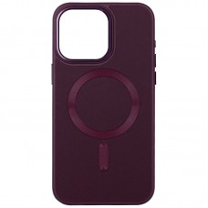 Шкіряний чохол Bonbon Leather Metal Style with MagSafe для Apple iPhone 15 (6.1")  Бордовий / Plum - 00000069528_1