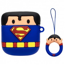 Силіконовий футляр Marvel & DC series для навушників AirPods 1/2 + кільце  Супермен/Синій - 00000033729_5