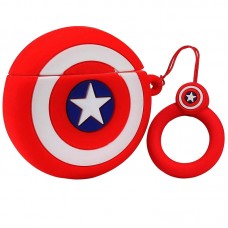 Силіконовий футляр Marvel & DC series для навушників AirPods 1/2 + кільце  Капітан Америка / Червоний - 00000033729_11