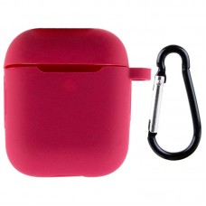 Силіконовий футляр New з карабіном для навушників Airpods 1/2  Червоний / Rose Red - 00000049909_5