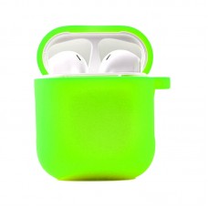 Силіконовий футляр з мікрофіброю для навушників Airpods 1/2  Салатовий / Neon green - 00000039442_19