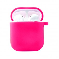 Силіконовий футляр з мікрофіброю для навушників Airpods 1/2  Рожевий / Barbie pink - 00000039442_27