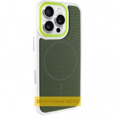 Чохол TPU TechWoven Hybrid with MagSafe для Apple iPhone 16 Pro Max (6.9")  White / Green - 00000084834_7