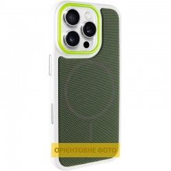 Чохол TPU TechWoven Hybrid with MagSafe для Apple iPhone 16 Pro Max (6.9")  White / Green - 00000084834_7