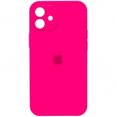 Чохол Silicone Case Full Camera Protective (AA) для Apple iPhone 12 (6.1")  Рожевий / Barbie pink - 00000042250_22