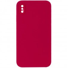 Чохол Silicone Case Square Full Camera Protective (AA) NOLOGO для Apple iPhone XS Max (6.5")  Червоний / Rose Red - 00000072152_13