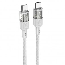 Дата кабель Hoco U129 Spirit Transparent Type-C to Type-C 60W (1.2m)  Gray - 00000071076_1