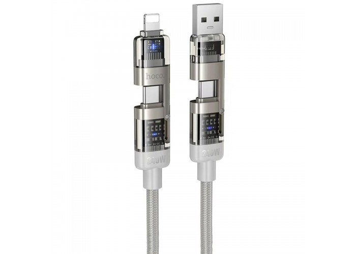 Дата кабель Hoco U151 Goldsmith 4in1 Type-C to USB/Type-C to Lightning 240W (1.2m)