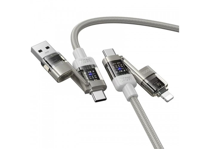 Дата кабель Hoco U151 Goldsmith 4in1 Type-C to USB/Type-C to Lightning 240W (1.2m)