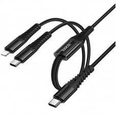 Дата кабель Hoco X123 Victory 2in1 Type-C to Lightning/Type-C 3A (1m)  Black - 00000081818_1