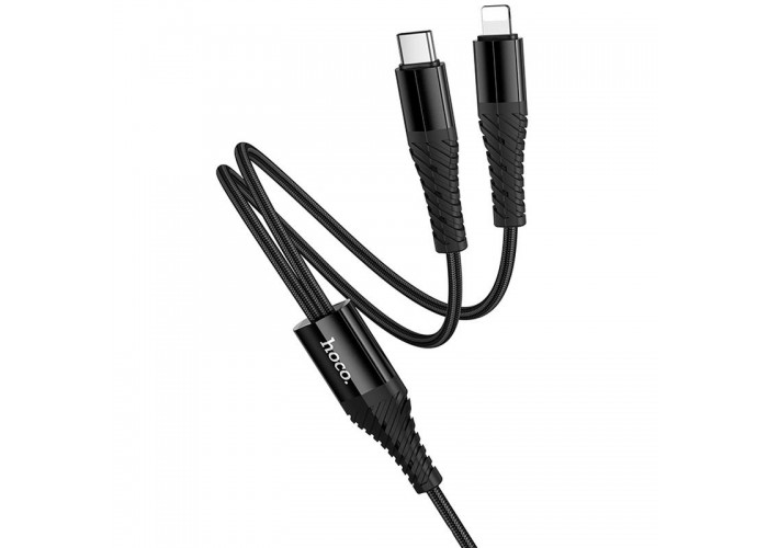Дата кабель Hoco X123 Victory 2in1 Type-C to Lightning/Type-C 3A (1m)