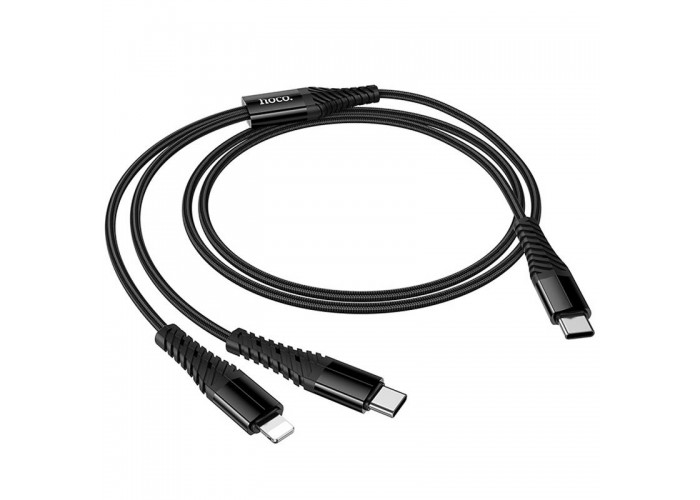 Дата кабель Hoco X123 Victory 2in1 Type-C to Lightning/Type-C 3A (1m)