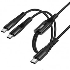 Дата кабель Hoco X123 Victory 2in1 Type-C to Type-C/Type-C 3A (1m)  Black - 00000081819_1