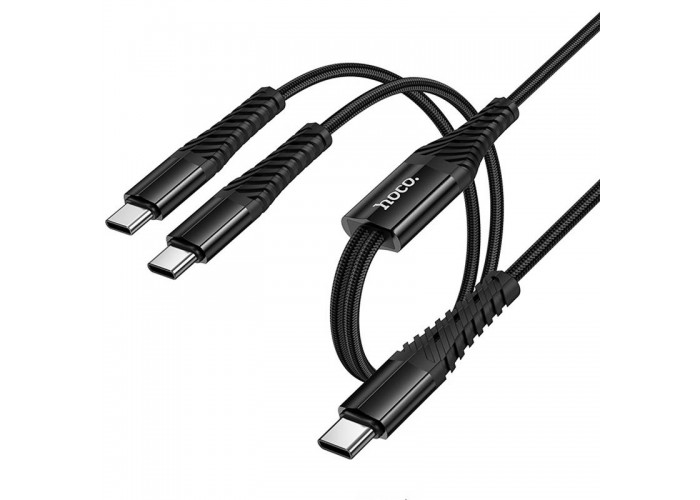 Дата кабель Hoco X123 Victory 2in1 Type-C to Type-C/Type-C 3A (1m)