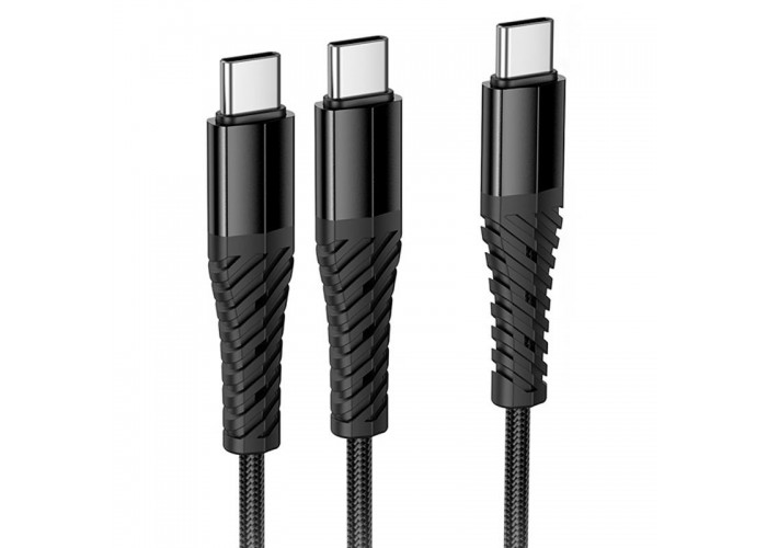 Дата кабель Hoco X123 Victory 2in1 Type-C to Type-C/Type-C 3A (1m)