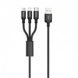 Дата кабель Hoco X14 Times Speed 3in1 (Lightning+Micro USB+Type-C) (1m)  Чорний - 00000038609_2
