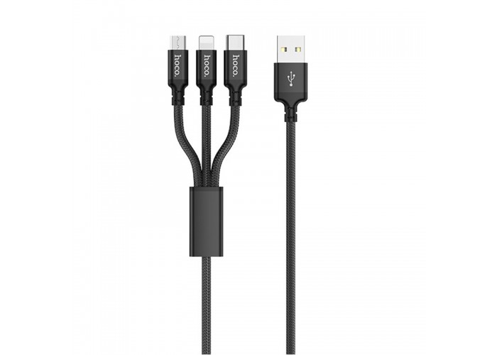 Дата кабель Hoco X14 Times Speed 3in1 (Lightning+Micro USB+Type-C) (1m)