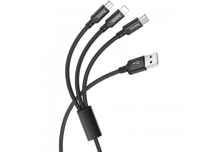 Дата кабель Hoco X14 Times Speed 3in1 (Lightning+Micro USB+Type-C) (1m)