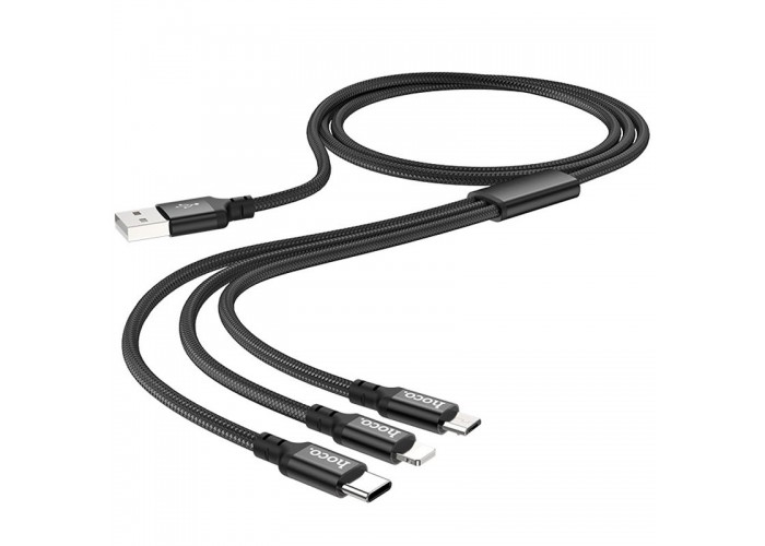 Дата кабель Hoco X14 Times Speed 3in1 (Lightning+Micro USB+Type-C) (1m)