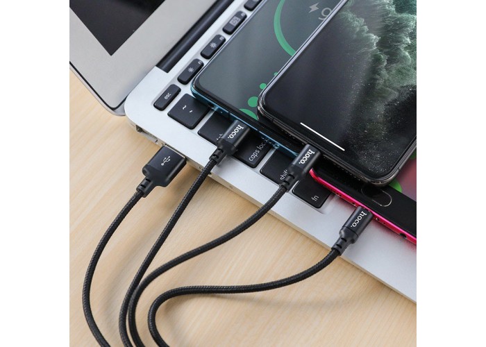 Дата кабель Hoco X14 Times Speed 3in1 (Lightning+Micro USB+Type-C) (1m)
