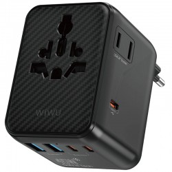 Мережевий універсальний перехідник WIWU UA010 Warrior GaN 45W + 2USB-A/3C  Black - 00000085900_1