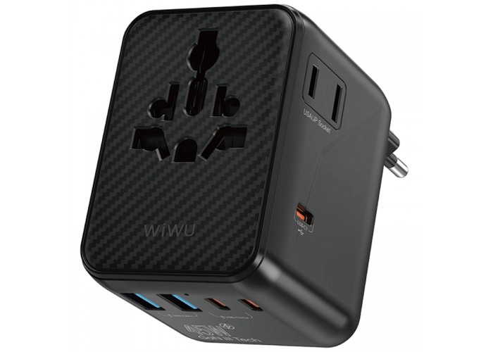 Мережевий універсальний перехідник WIWU UA010 Warrior GaN 45W + 2USB-A/3C
