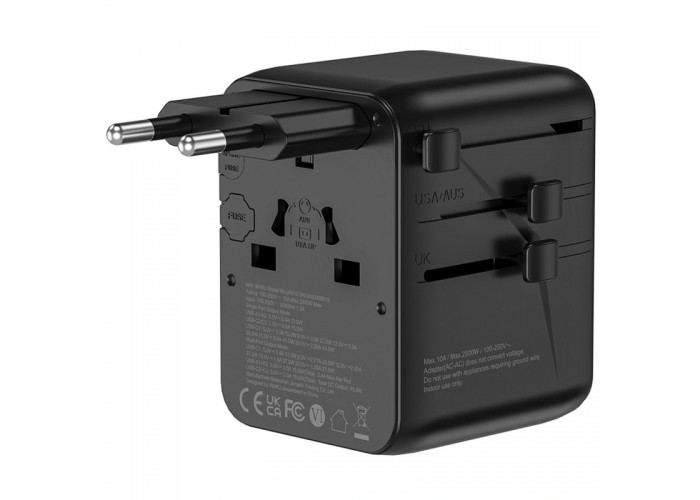 Мережевий універсальний перехідник WIWU UA010 Warrior GaN 45W + 2USB-A/3C