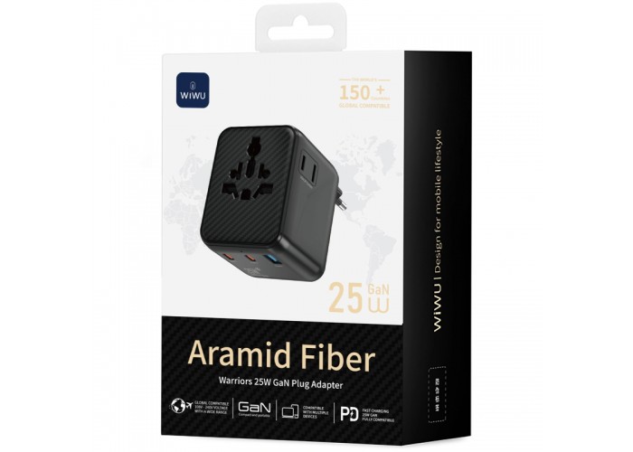 Мережевий універсальний перехідник WIWU UA011 Warrior GaN 25W + 1USB-A/2C