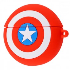 Силіконовий футляр Marvel & DC series для навушників AirPods 3 + кільце  Капітан Америка / Червоний - 00000065970_3