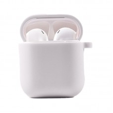 Силіконовий футляр з мікрофіброю для навушників Airpods 1/2  Білий / White - 00000039442_25