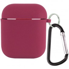 Силіконовий футляр з мікрофіброю для навушників Airpods 1/2  Бордовий / Plum - 00000039442_33