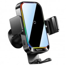 Автодержатель с Беспроводное зарядное устройство Baseus Halo Electric Wireless Charging Car Mount 15W (SUDD000001)  Black - 00000063647_1