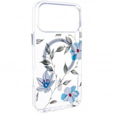 TPU+PC чохол Clear Garden with MagSafe для Apple iPhone 17 Pro Max (6.9")  Blue Blossom - 00000080899_1