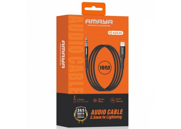 Аудіо кабель Aux Amaya AUX-03 (Lightning to AUX 3.5mm) (1m)