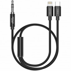 Аудіо кабель Aux Amaya AUX-04 (Type-C/Lightning to AUX 3.5mm) (1.2m)  Black - 00000084647_1